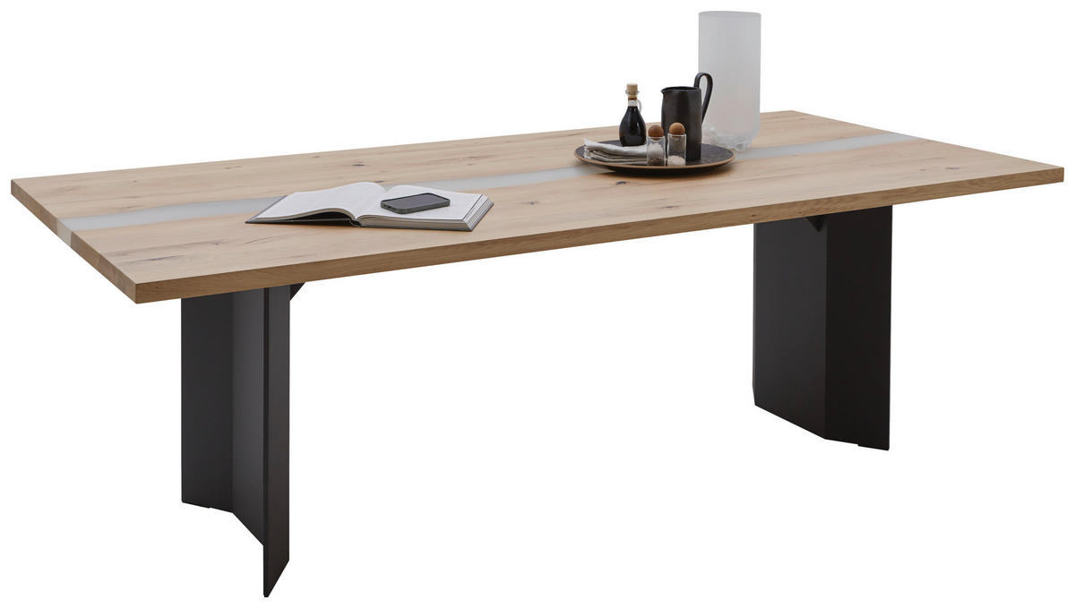 ESSTISCH Kerneiche rechteckig Eichefarben  - Eichefarben/Anthrazit, Natur, Holz (190/95/76cm) - Valnatura