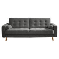 SCHLAFSOFA  mit Mikrovelours Grau  - Schlammfarben/Eichefarben, MODERN, Holz/Textil (222/86/90cm) - MID.YOU