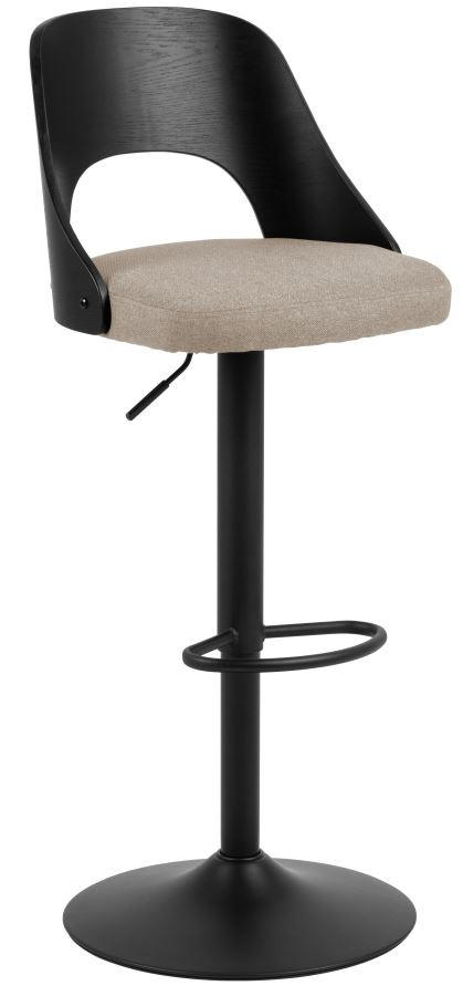 TABURET DE BAR in textil nisipiu  - nisipiu/negru, Modern, metal/lemn (47/113/50,5cm) - MID.YOU