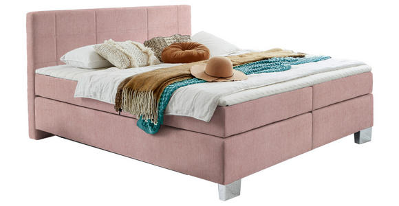 BOXSPRINGBETT 160/200 cm  in Rosa  - Chromfarben/Rosa, KONVENTIONELL, Kunststoff/Textil (160/200cm) - Hom`in