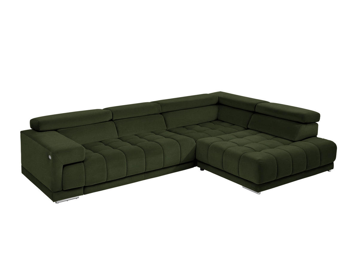 ECKSOFA  in Mikrofaser Waldgrün  326/222 cm  - Waldgrün/Chromfarben, Design, Textil/Metall (326/222cm) - Beldomo Speed