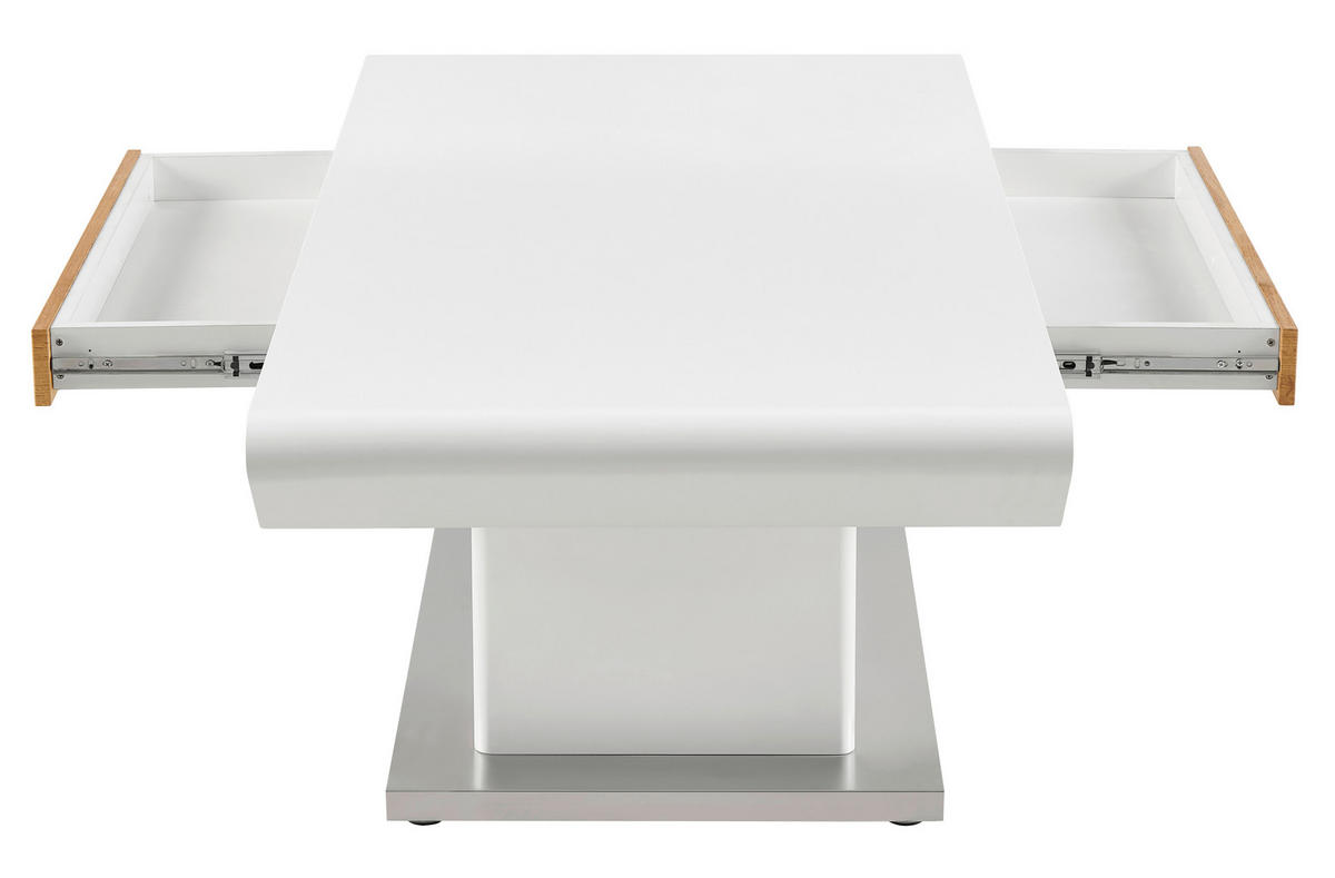 COUCHTISCH 130/70/49,5-77,5 cm rechteckig Weiß, Eichefarben  - Eichefarben/Weiß, Design, Holzwerkstoff/Metall (130/70/49,5-77,5cm) - Livetastic