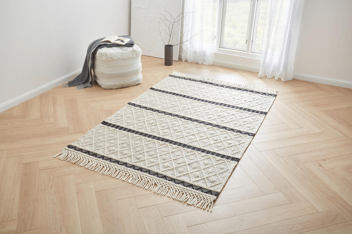 HANDWEBTEPPICH 160/230 cm Sylt Creme  - Creme, Natur, Textil (160/230cm) - Linea Natura