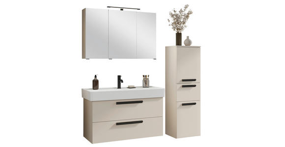 WASCHTISCHKOMBI 100 cm - Sandfarben/Schwarz, KONVENTIONELL, Keramik/Holzwerkstoff (100cm) - Xora