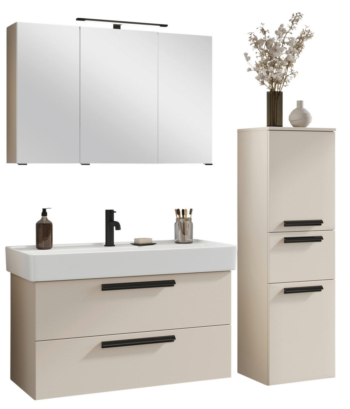 WASCHTISCHKOMBI 100 cm  - Sandfarben/Weiss, Konventionell, Keramik/Holzwerkstoff (100cm) - Xora