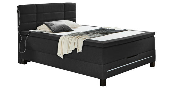 BOXSPRINGBETT 140/200 cm in Anthrazit - Anthrazit/Schwarz, KONVENTIONELL, Holzwerkstoff/Kunststoff (140/200cm) - Carryhome