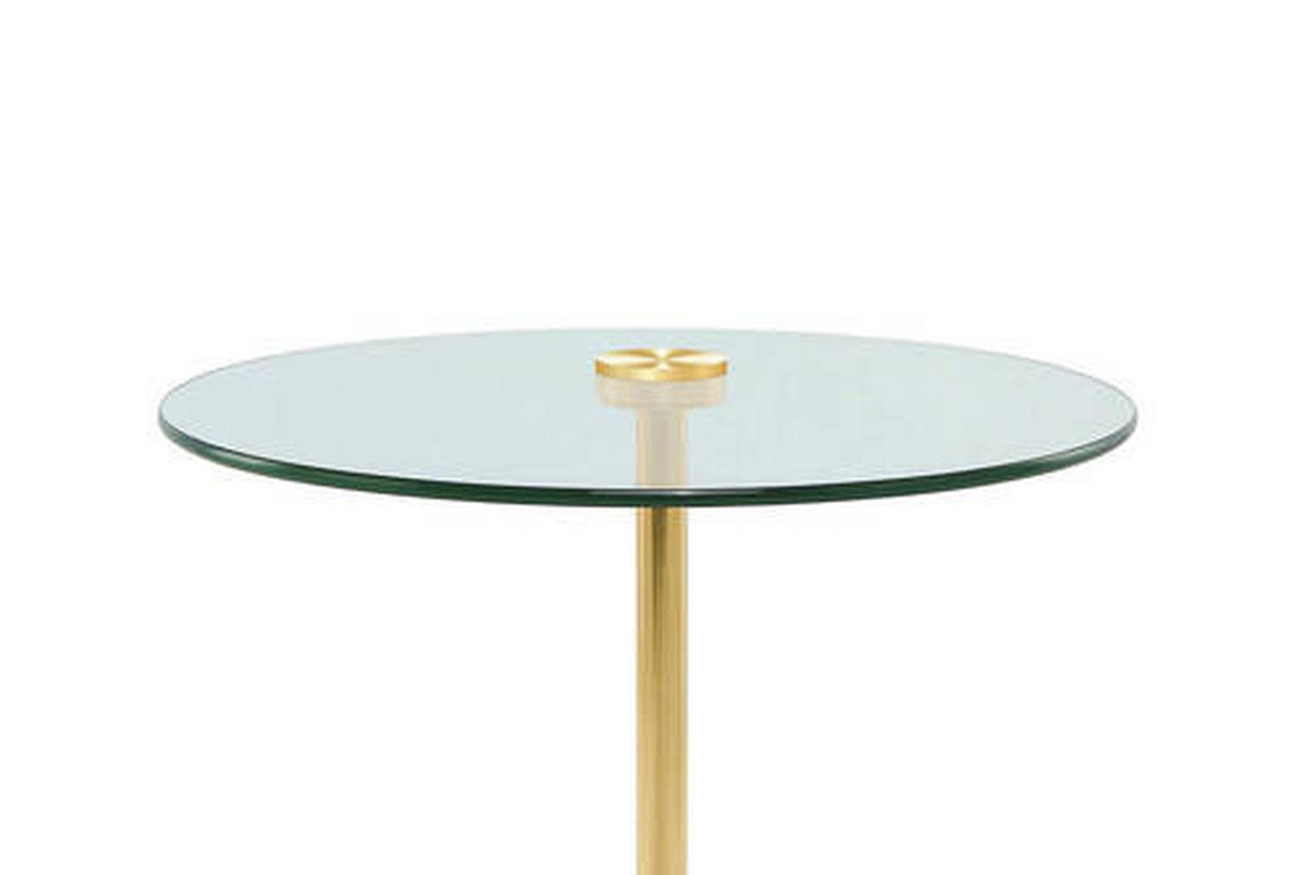 SIDOBORD i metall, glas, sten 44/44/50 cm  - svart/guldfärgad, Modern, metall/glas (44/44/50cm) - Kayoom