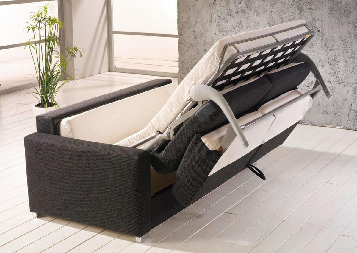 SCHLAFSOFA Anthrazit, Schwarz  - Chromfarben/Anthrazit, KONVENTIONELL, Textil/Metall (188/86/97cm) - Novel