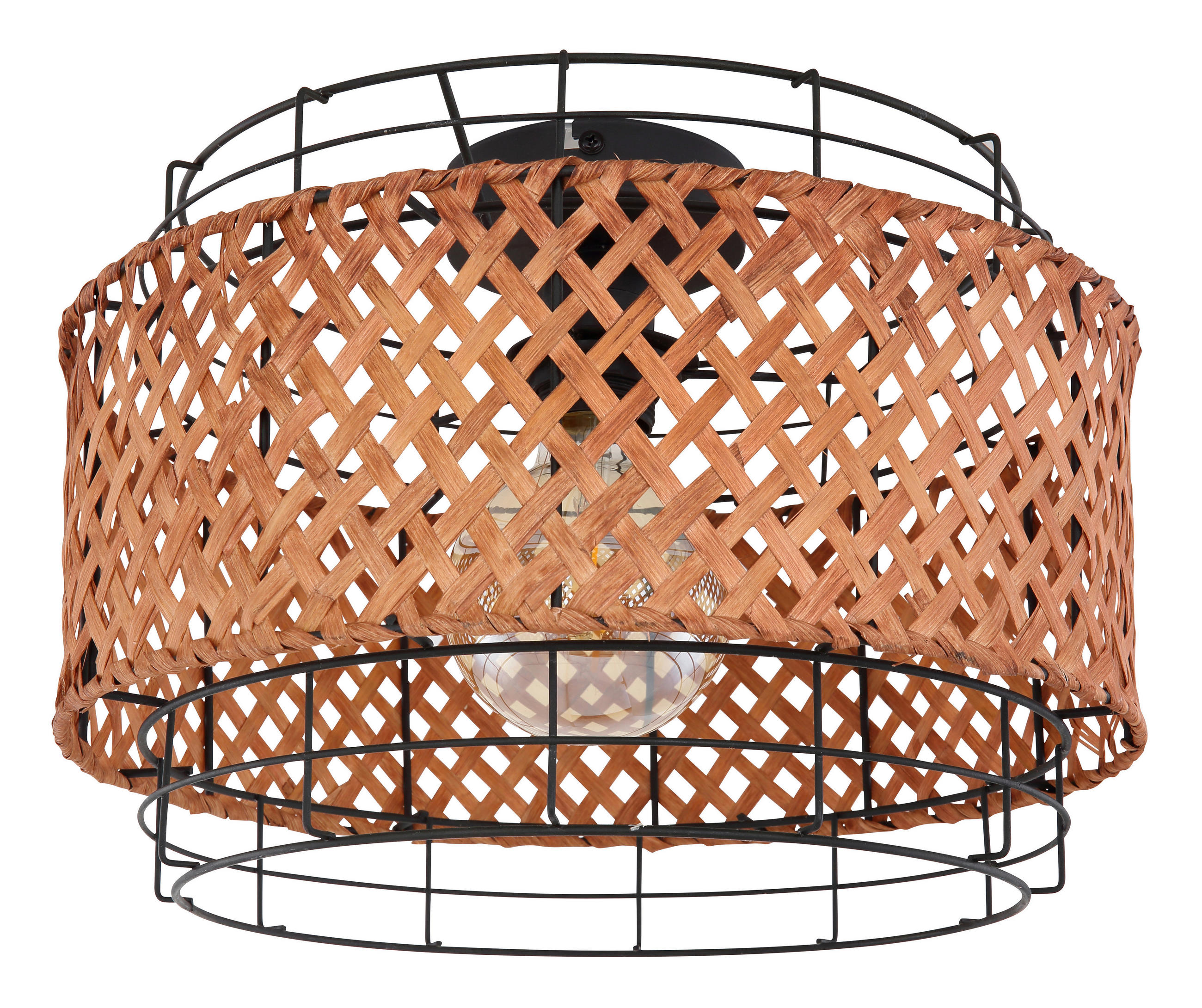 TAKLAMPA 35/24,5 cm  - svart/mörkbrun, Natur, metall/naturmaterial (35/24,5cm) - Globo