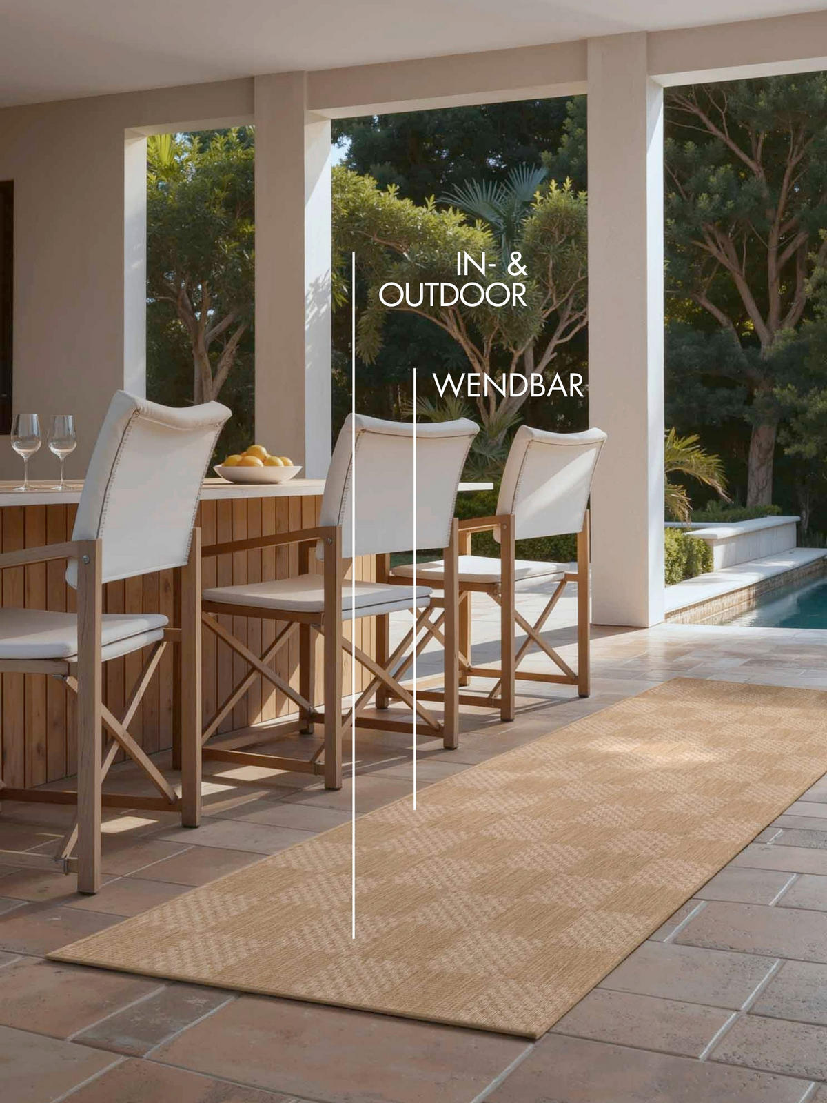 FLACHWEBETEPPICH 80/200 cm Haringey Weiß, Sandfarben rechteckig  - Sandfarben/Weiß, Design, Kunststoff (80/200cm)