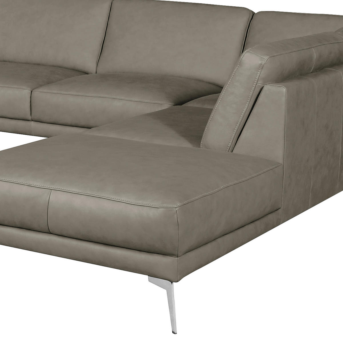 ECKSOFA in Echtleder Grau  - Chromfarben/Grau, Design, Leder/Metall (273/250cm) - Livetastic
