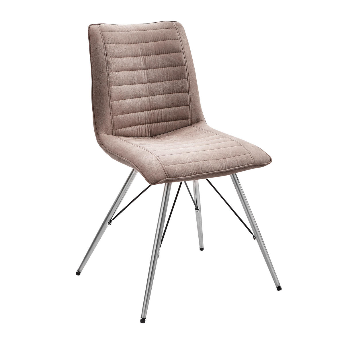 Scaun din metal, textil, taupe, culoare inox - culoare inox/taupe, Design, metal/textil (54/89/60cm) - Xora