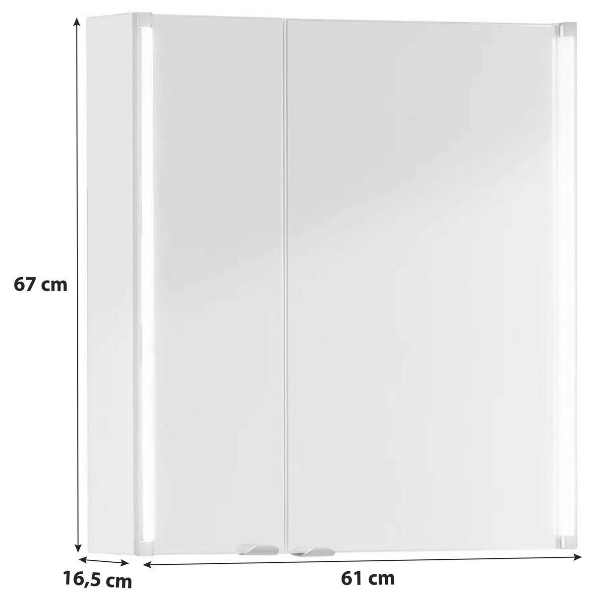 SPIEGELSCHRANK 61/67/16,5 cm  - Alufarben/Weiß, MODERN, Glas/Holzwerkstoff (61/67/16,5cm) - MID.YOU
