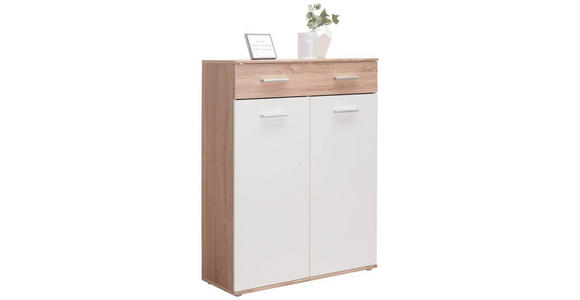 SCHUHSCHRANK 90/120/36 cm - Eichefarben/Silberfarben, Design, Holzwerkstoff/Kunststoff (90/120/36cm) - Carryhome