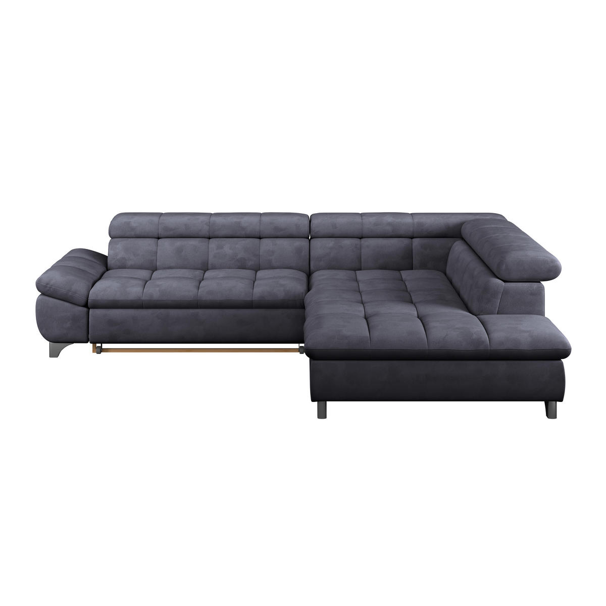 ECKSOFA Dunkelblau Chenille  - Chromfarben/Dunkelblau, KONVENTIONELL, Textil/Metall (312/234cm) - Livetastic