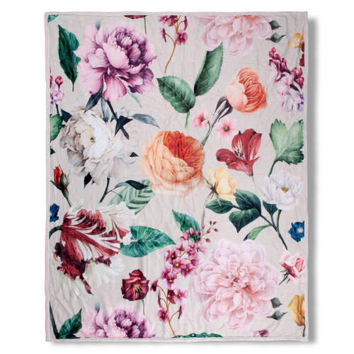 PLAID Fiori 130/160 cm  - Ecru/Apfelbaumfarben, Design, Textil (130/160cm)