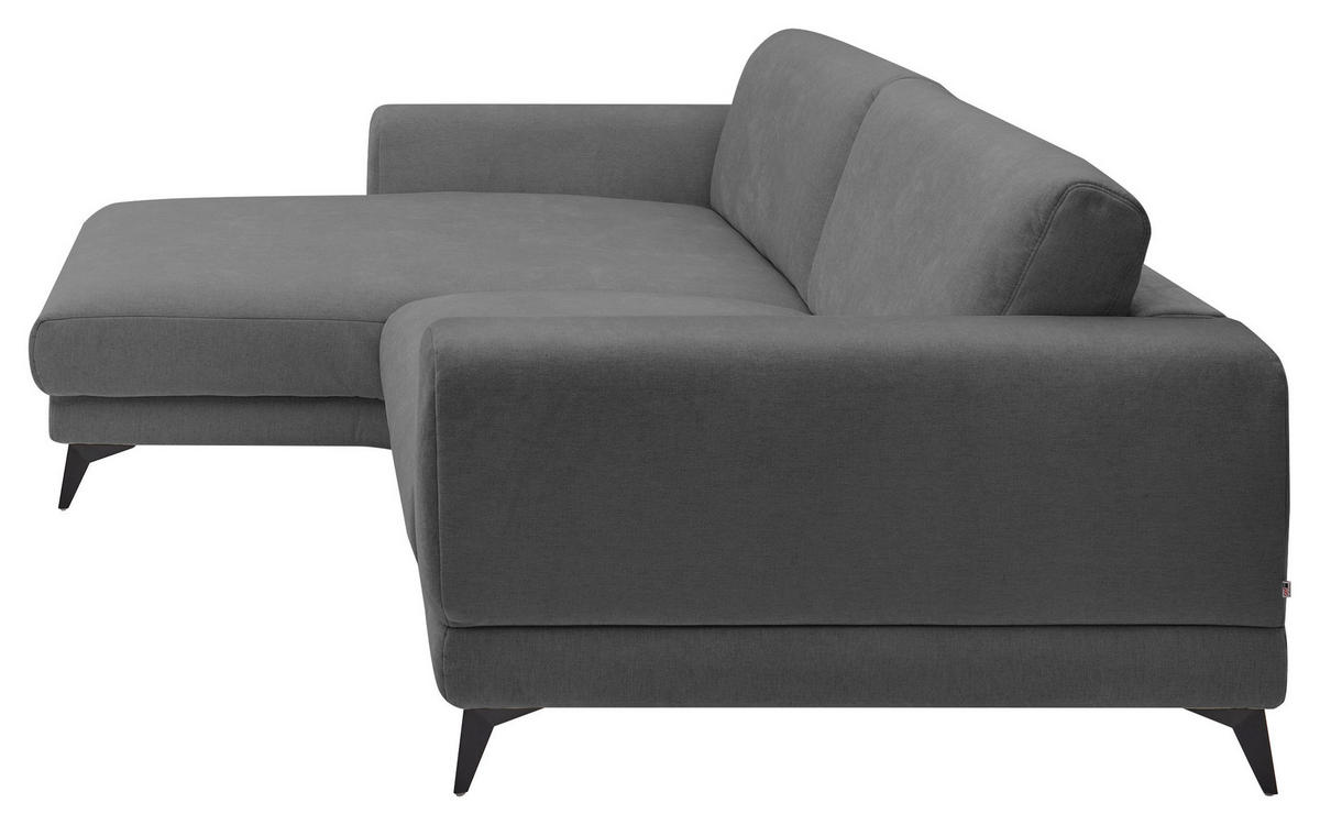 ECKSOFA Anthrazit Chenille  - Anthrazit/Schwarz, KONVENTIONELL, Textil/Metall (194/292cm) - SetOne by Musterring