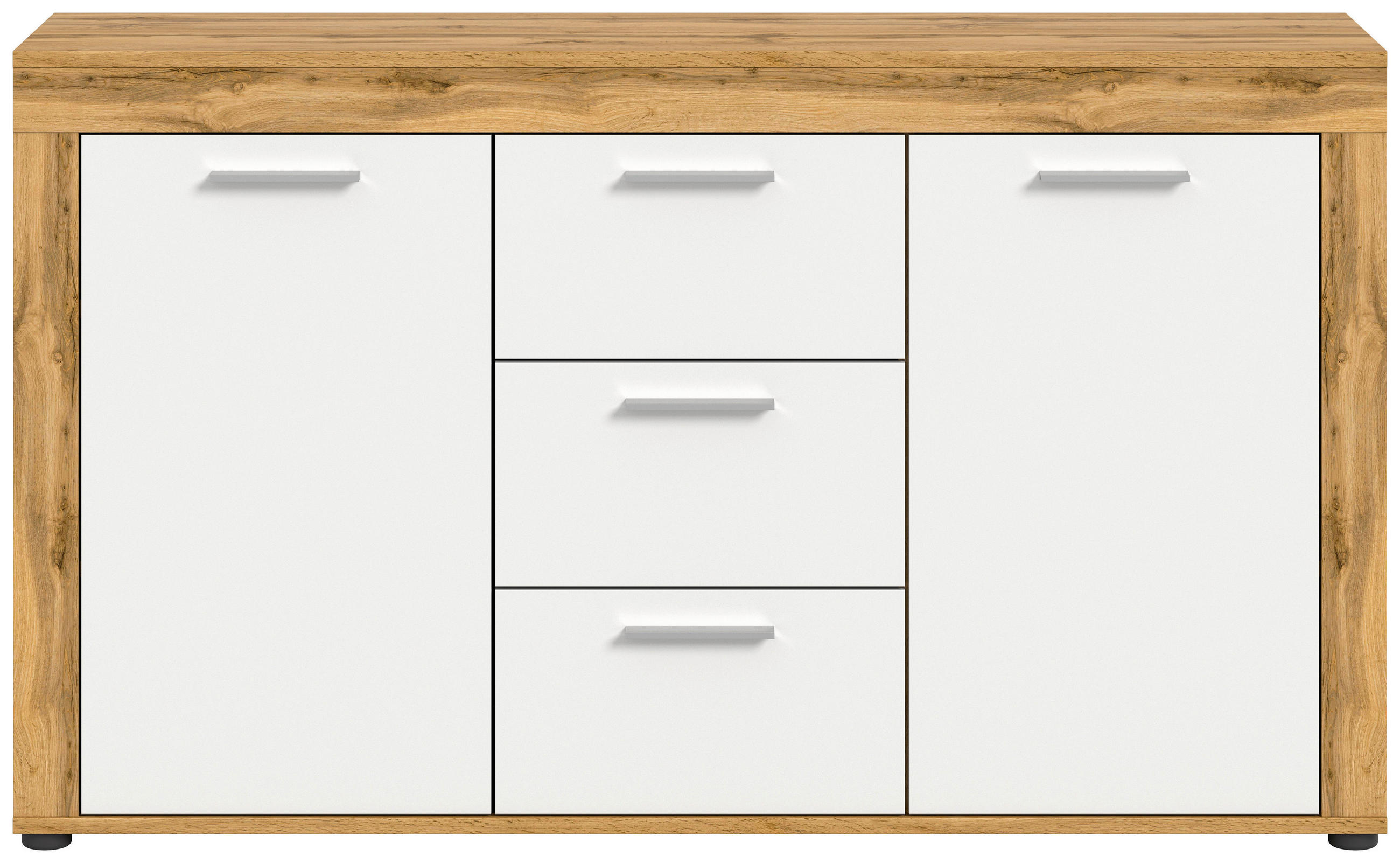 SIDEBOARD JAM  in 125/80/35 cm  - Eiche Wotan/Silberfarben, Design, Holzwerkstoff/Kunststoff (125/80/35cm) - MID.YOU