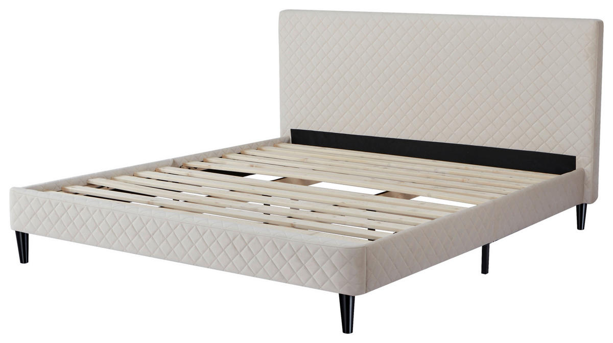 POLSTERBETT Lattenrost 180/200 cm  in Beige  - Beige/Schwarz, Design, Holz/Kunststoff (180/200cm) - Boxxx