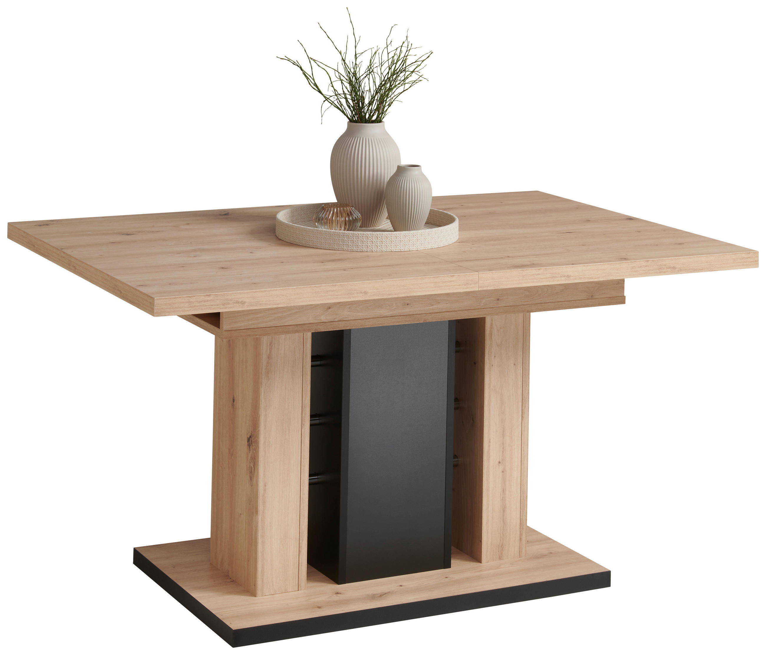 ESSTISCH 140-180/90/75 cm Nachbildung  Holzwerkstoff ausziehbar rechteckig Schwarz, Eiche Artisan  - Schwarz/Eiche Artisan, Konventionell, Holzwerkstoff (140-180/90/75cm) - Carryhome