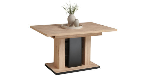 ESSTISCH 140-180/90/75 cm Nachbildung  Holzwerkstoff ausziehbar rechteckig Schwarz, Eiche Artisan  - Schwarz/Eiche Artisan, KONVENTIONELL, Holzwerkstoff (140-180/90/75cm) - Carryhome