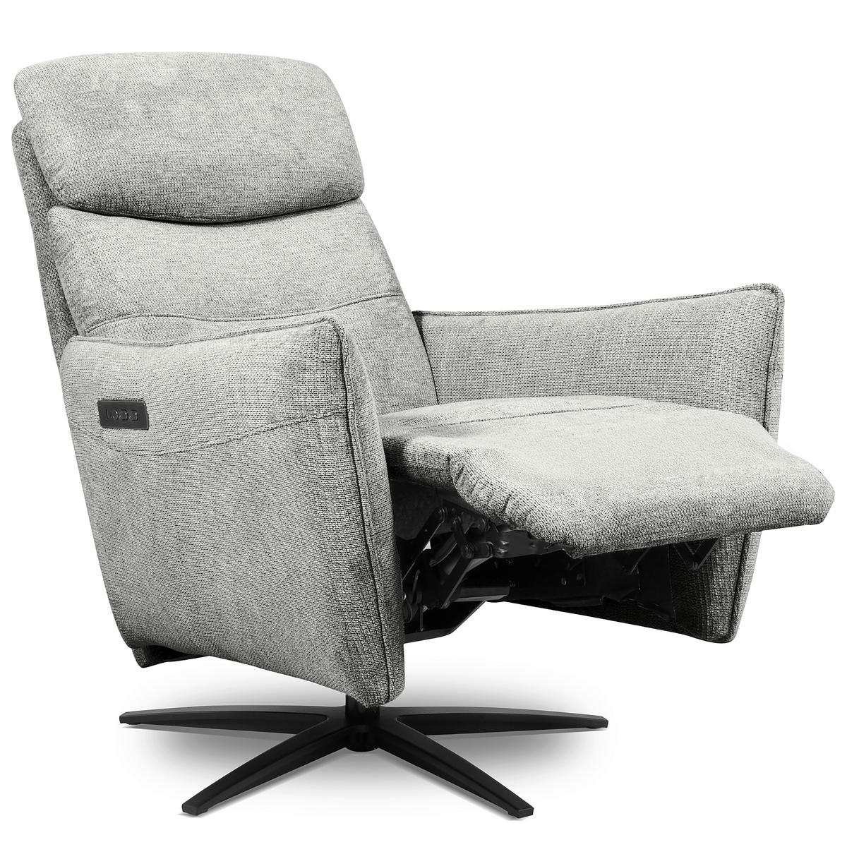 RELAXSESSEL in Textil Hellgrau  - Hellgrau/Schwarz, Design, Textil/Metall (77/107/88cm) - Livetastic