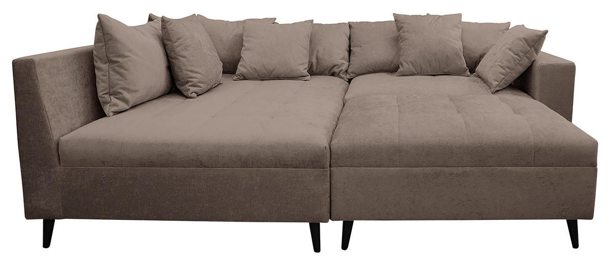 Ecksofa inkl. Hocker in Flachgewebe Braun  - Schwarz/Braun, Design, Holz/Textil (174/247cm) - MID.YOU