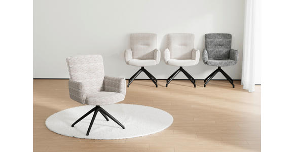 ARMLEHNSTUHL  Sitzfläche 360° drehbar, inklusive Armlehnen, automatische Rückholfunktion Webstoff  - Taupe/Schwarz, Design, Textil/Metall (65/91/65cm) - Novel