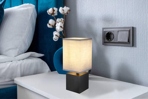 BORDSLAMPA 12/12/30 cm   - svart/antracit, Klassisk, trä/textil (12/12/30cm) - Globo