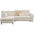 ECKSOFA inkl. Funktionen Weiß Samt  - Weiß, Natur, Holz/Textil (206/261cm) - Venda