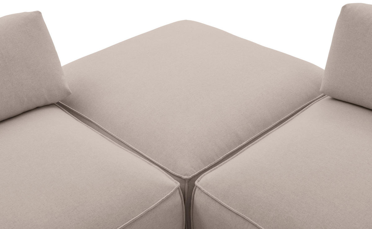 ECKSOFA Taupe Webstoff  - Taupe/Schwarz, Trend, Holz/Textil (280/260cm) - Livetastic