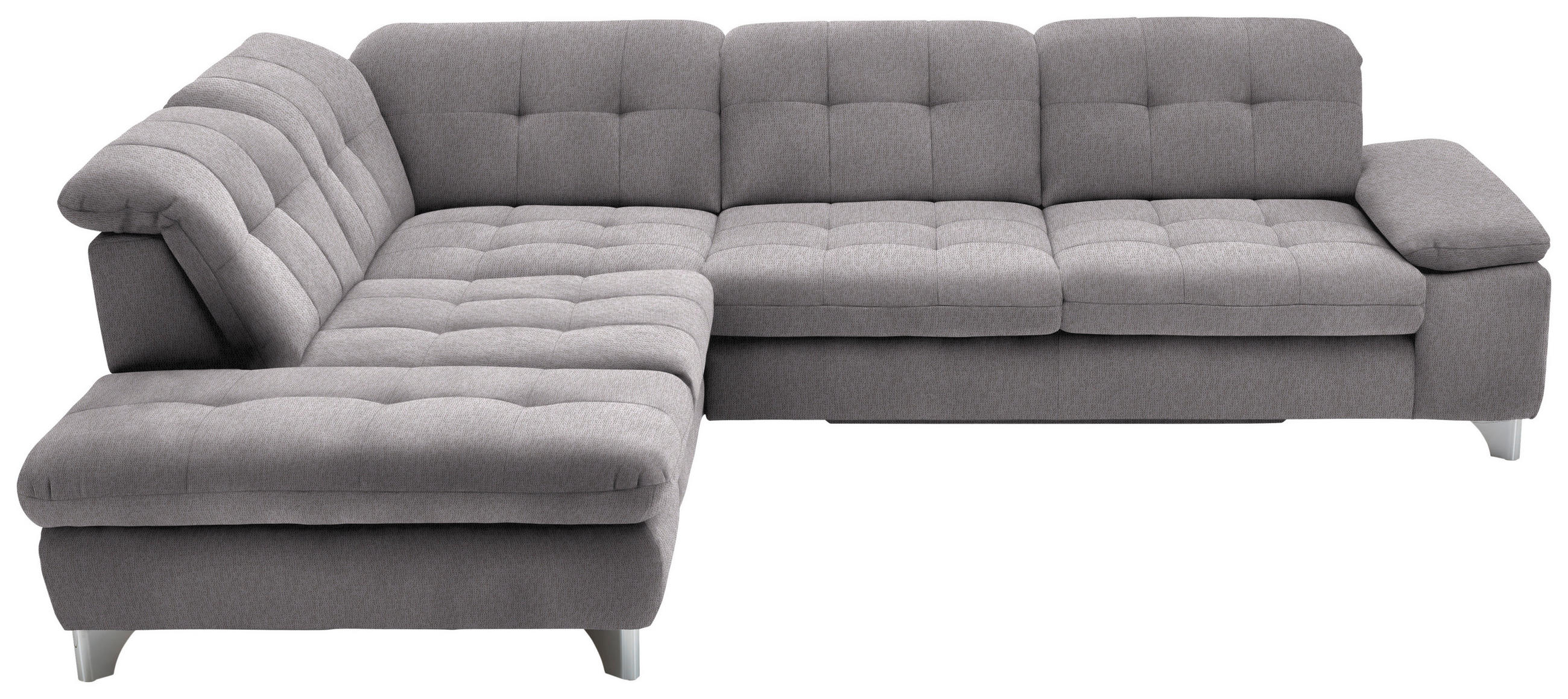 ECKSOFA in Chenille Hellgrau  - Chromfarben/Hellgrau, Design, Textil/Metall (260/310cm) - Beldomo Speed