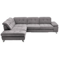 ECKSOFA in Chenille Hellgrau  - Chromfarben/Hellgrau, Design, Textil/Metall (260/310cm) - Beldomo Speed