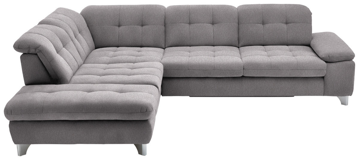 ECKSOFA in Chenille Hellgrau  - Chromfarben/Hellgrau, Design, Textil/Metall (260/310cm) - Beldomo Speed