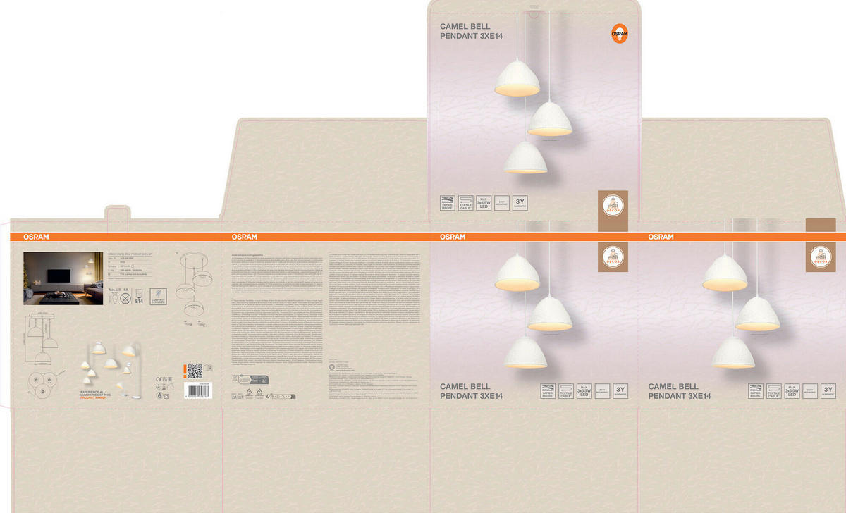 HÄNGELEUCHTE 43.7/160.5 cm  - Basics, Papier/Metall (43.7/160.5cm) - Osram