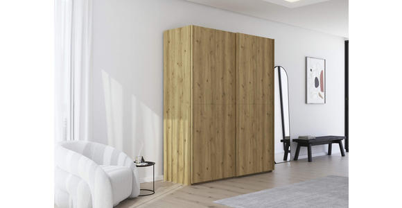 SCHWEBETÜRENSCHRANK 180/223/68 cm 2-türig Eichefarben  - Eichefarben, Design, Holz/Holzwerkstoff (180/223/68cm) - Novel