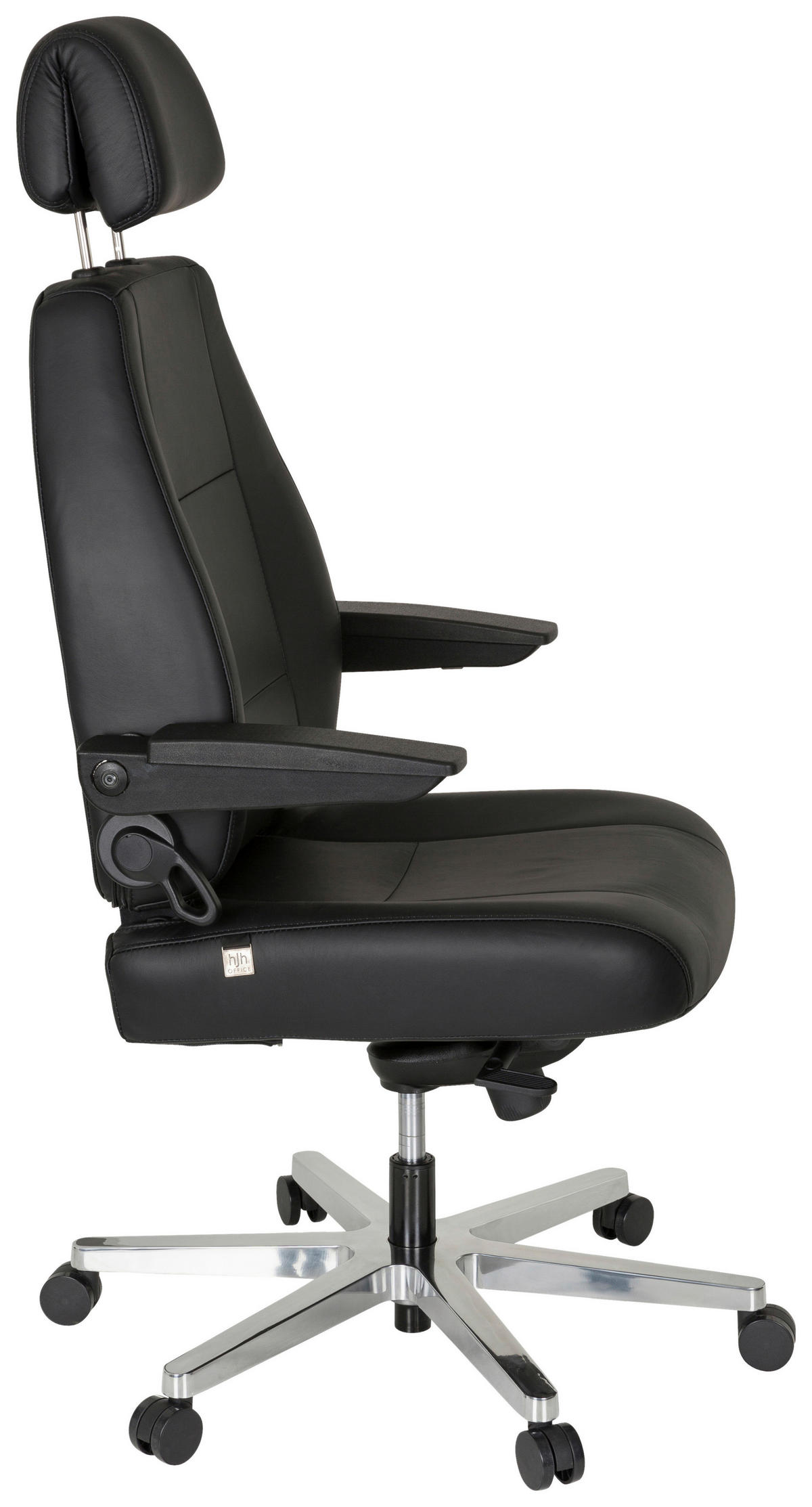 DREHSTUHL Schwarz  - Silberfarben/Schwarz, Basics, Leder/Kunststoff (70/152/70cm) - MID.YOU