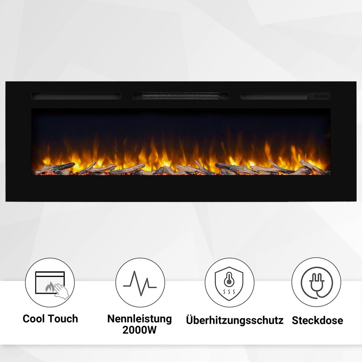 ELEKTROKAMIN - Schwarz, Basics, Metall (165/28/62cm)