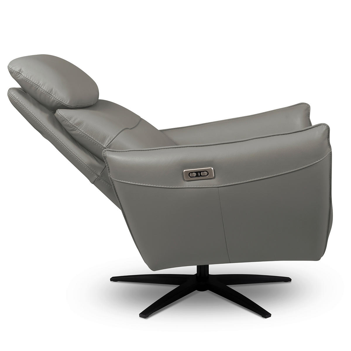 RELAXSESSEL in Leder Grau  - Schwarz/Grau, Design, Leder/Metall (77/107/88cm) - Livetastic