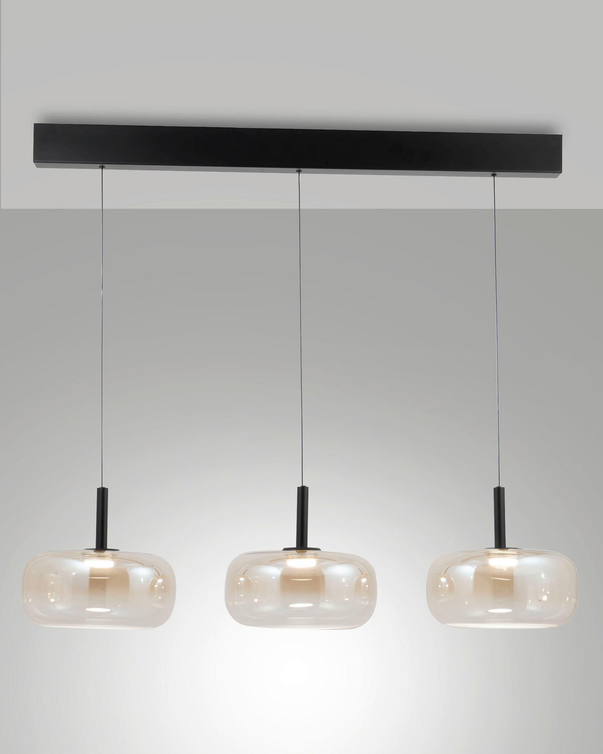 LED-PENDELLEUCHTE Devero 105/25/200 cm   - Cognac, Design, Glas/Metall (105/25/200cm) - Fabas Luce