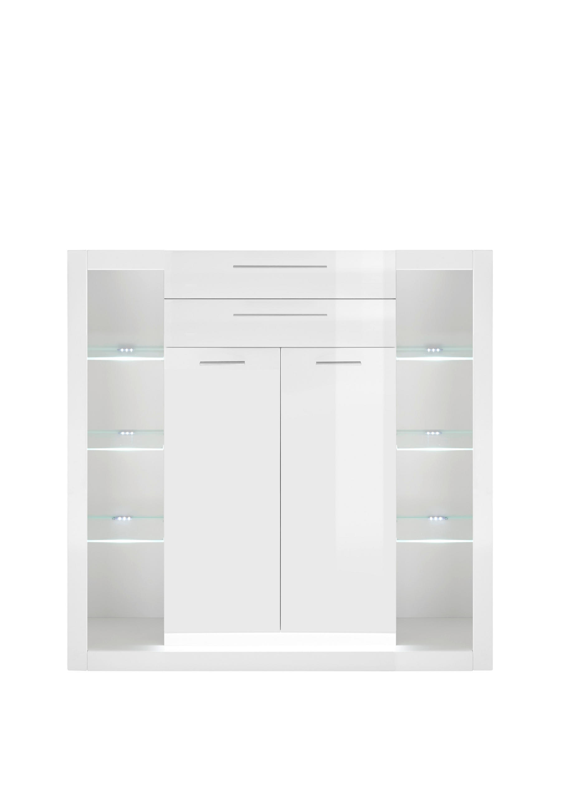 HIGHBOARD  in 141/139/37 cm  - Edelstahlfarben/Weiß Hochglanz, Design, Glas/Holzwerkstoff (141/139/37cm) - MID.YOU