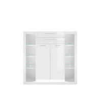 HIGHBOARD  in 141/139/37 cm  - Edelstahlfarben/Weiß Hochglanz, Design, Glas/Holzwerkstoff (141/139/37cm) - MID.YOU