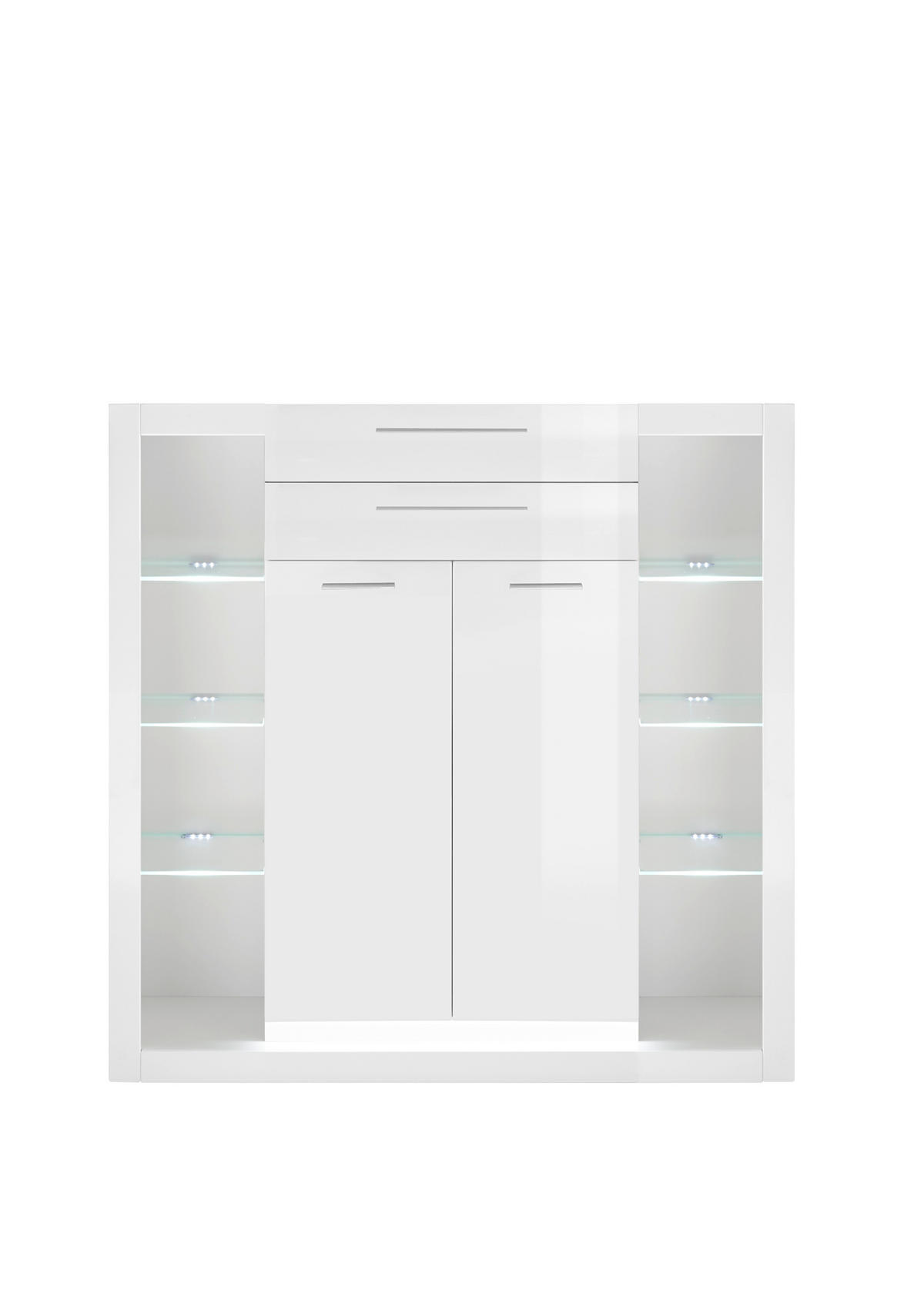 HIGHBOARD  in 141/139/37 cm  - Edelstahlfarben/Weiß Hochglanz, Design, Glas/Holzwerkstoff (141/139/37cm) - MID.YOU