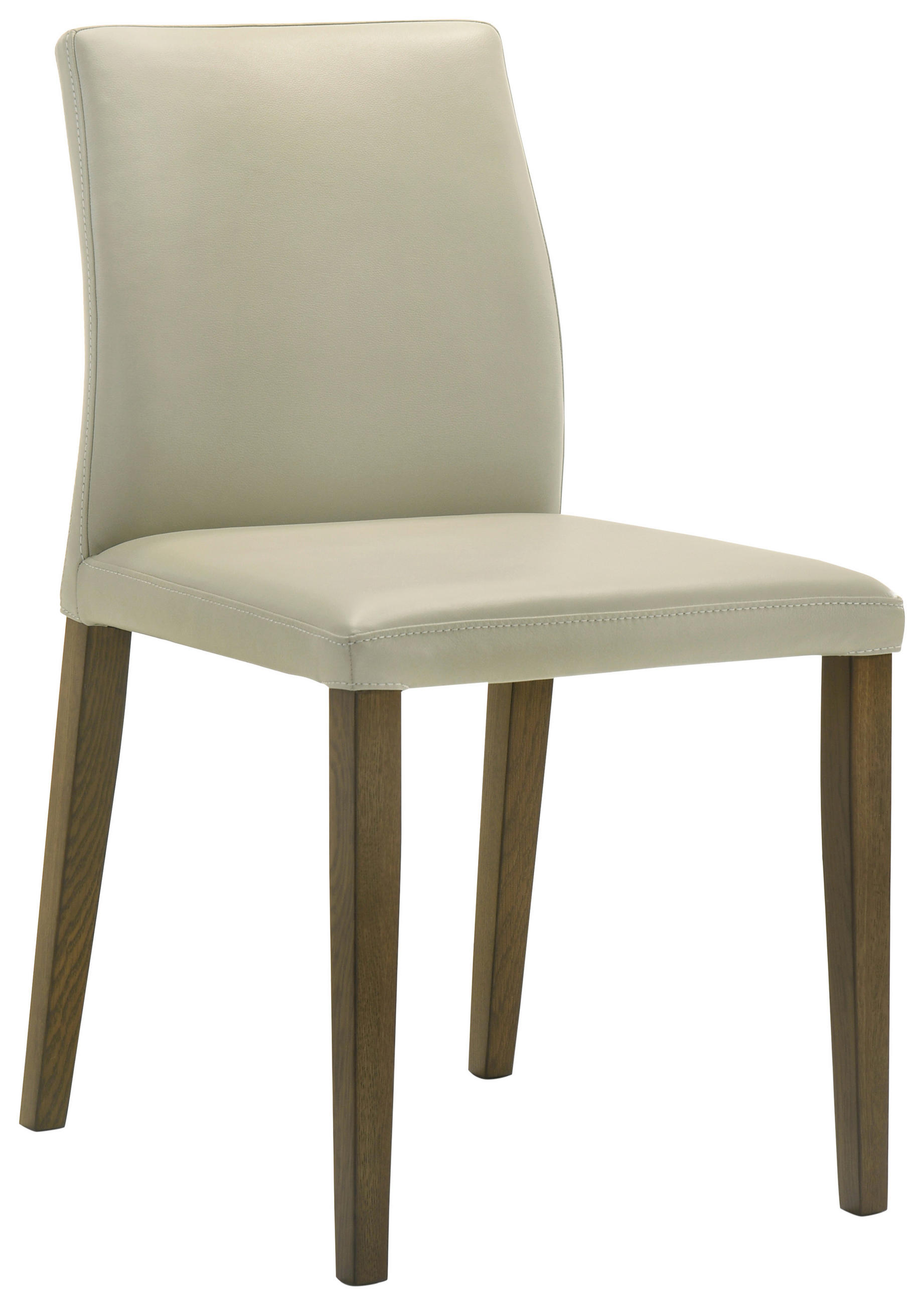 STUHL  in Echtleder pigmentiert Leder  - Beige/Walnussfarben, MODERN, Leder (47,5/87/57,5cm) - Livetastic