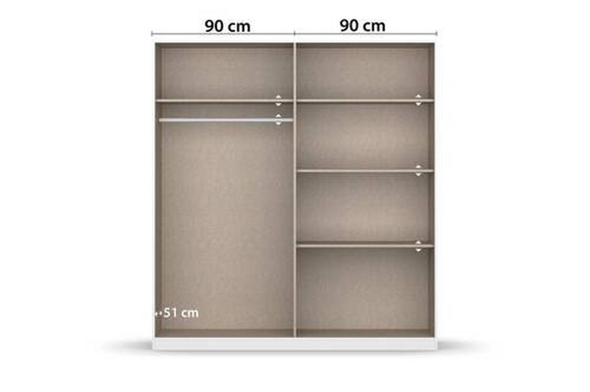 DREHTÜRENSCHRANK in Weiss, Grau  - Chromfarben/Weiss, Modern, Holzwerkstoff/Kunststoff (181/197/54cm) - Rauch Möbel