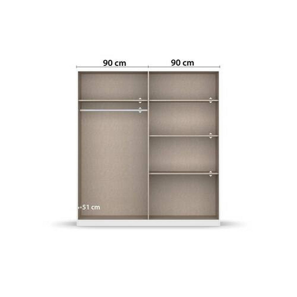 Thumbnail - Rauch Möbel Drehtürenschrank, Weiß, Grau, Holzwerkstoff, 4 Fächer, 181x197x54 cm, Blauer Engel, Made in Germany, Schlafz...