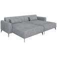 BIGSOFA  in Chenille Grau  - Hellbraun/Schwarz, MODERN, Textil/Metall (300/80/190cm) - Carryhome
