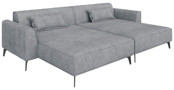 BIGSOFA  in Chenille Grau  - Hellbraun/Schwarz, MODERN, Textil/Metall (300/80/190cm) - Carryhome