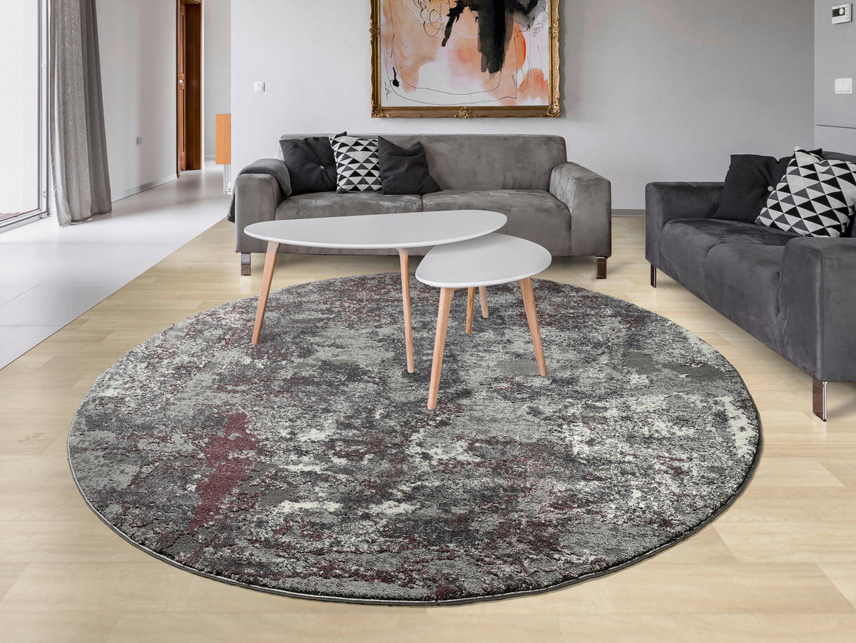 VINTAGE-TEPPICH 120 cm Timeline Quantum  - Dunkelgrau/Aubergine, Design, Textil (120cm) - Novel