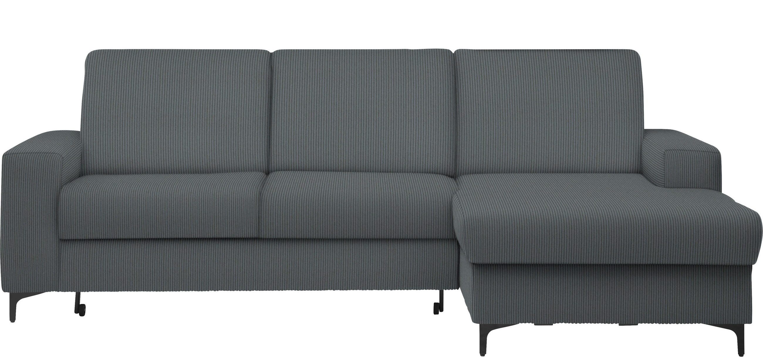 ECKSOFA in Cord Grau  - Schwarz/Grau, Konventionell, Textil/Metall (247/167cm) - Stylife